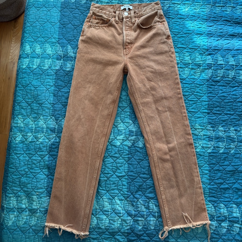 Re/Done Straight Leg Jeans in Camel